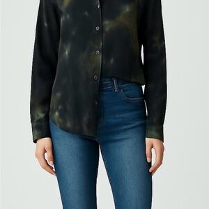 Cloth & Stone Women's Black Tie-Dye Button-Up Shirt